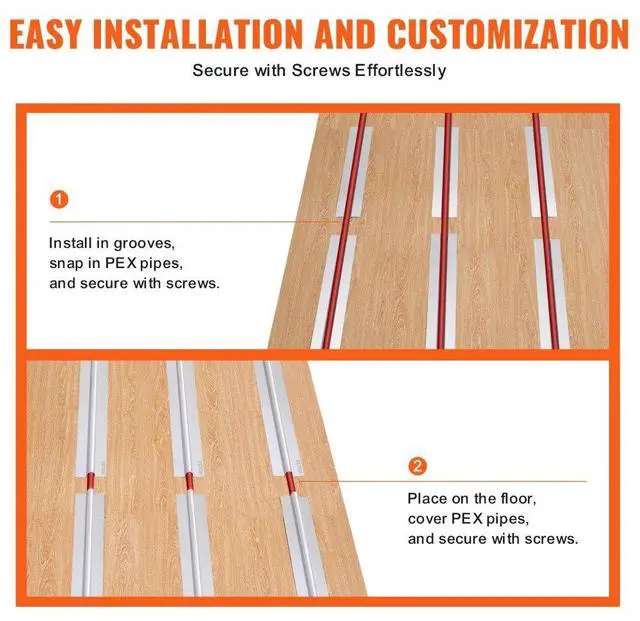 Alt view image 4 of 7 - VEVOR PEX Heat Transfer Plates 2 ft, Radiant Heat Plates for 3/4" PEX Pipe, Durable Aluminum & Easy Trimming and Install Underfloor Heat Tubing Plates, Perfect for Wooden Floors (200pcs)