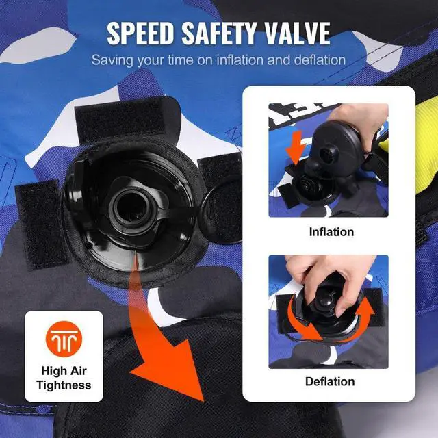 Alt view image 4 of 7 - VEVOR Towable Tube for Boating, 340 lbs, 1-2 Riders Inflatable Boat Tubes and Towables, 51.8" Round Water Sport Towable Tube for Boat to Pull, Full Nylon Cover, EVA Grab Handles and Speed Safety Valve