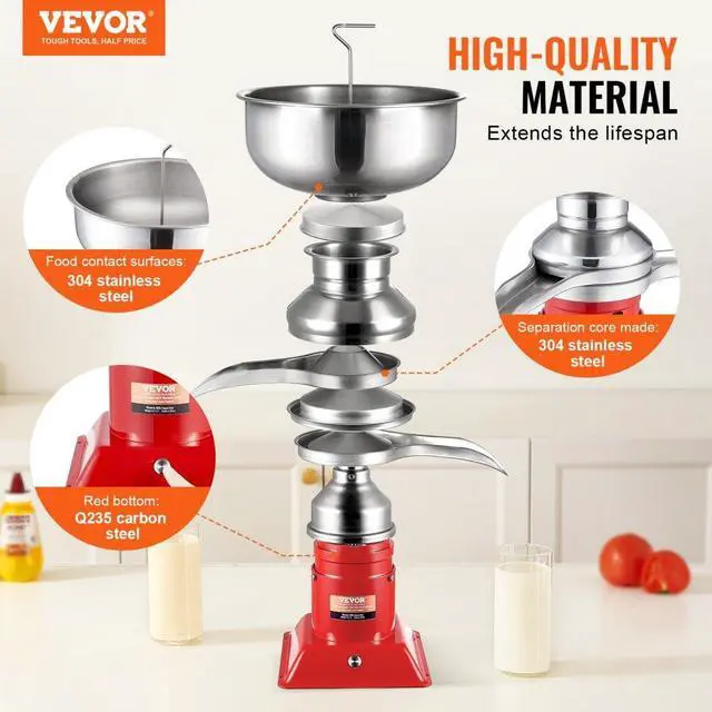 Alt view image 2 of 7 - VEVOR Milk Cream Centrifugal Separator, 304 Stainless Steel Electric Cream Separators, 100L/H Output 10500RPM Goat Milk Separator, 30W Cow Cream Separator, Milk Skimmer with 5L Bowl Capacity, 100-240V