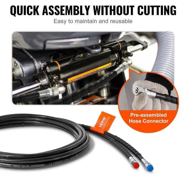 Alt view image 6 of 7 - VEVOR Outboard Hose Kit, 20 ft Hydraulic Steering Hose, 2-Piece Leak-Proof TPEE Hydraulic Boat Hoses, Compatible with Marine Hydraulic Outboard Steering Boat System up to 300 HP