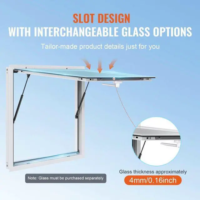 Alt view image 3 of 7 - VEVOR Concession Window 36"x36", Aluminum Alloy Food Truck Service Window with Awning Door & Drag Hook, Up to 85 Degrees Stand Serving Window for Food Trucks Concession Trailers, Glass Not Included