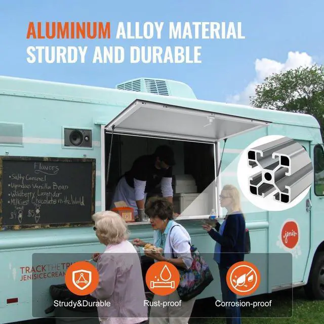 Alt view image 5 of 7 - VEVOR Concession Window 36"x36", Aluminum Alloy Food Truck Service Window with Awning Door & Drag Hook, Up to 85 Degrees Stand Serving Window for Food Trucks Concession Trailers, Glass Not Included