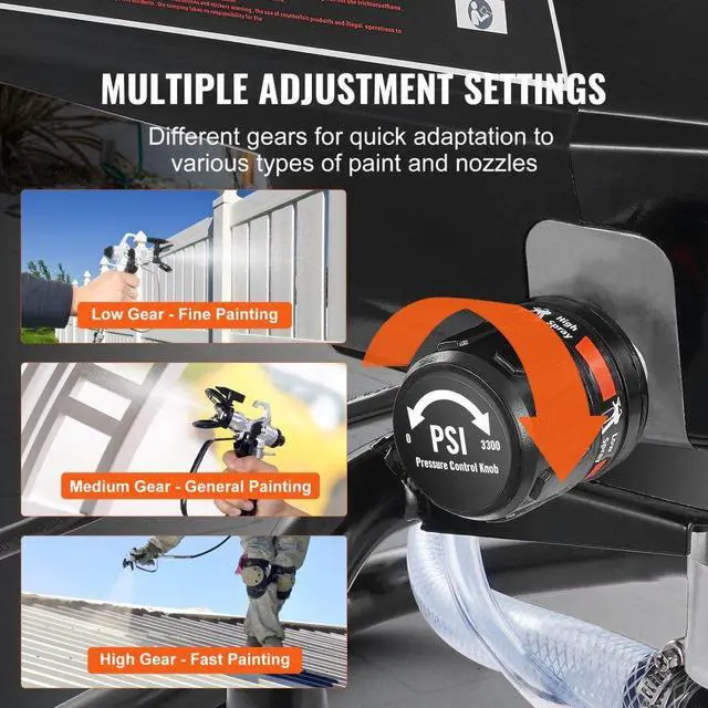 Alt view image 4 of 7 - VEVOR 950W Stand Airless Paint Sprayer, 3000PSI High Efficiency Electric Airless Sprayer, Handheld Paint Sprayers for Home Interior and Exterior Furniture and Fences, Fine And Even Painting Effect