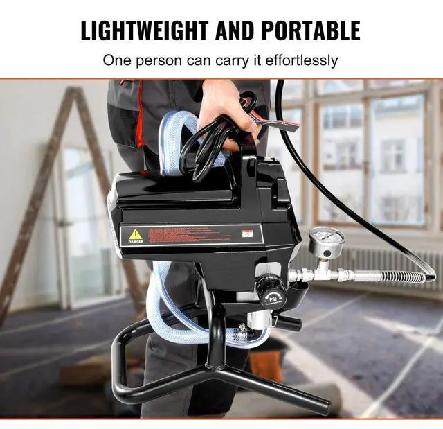 Alt view image 6 of 7 - VEVOR 950W Stand Airless Paint Sprayer, 3000PSI High Efficiency Electric Airless Sprayer, Handheld Paint Sprayers for Home Interior and Exterior Furniture and Fences, Fine And Even Painting Effect