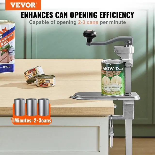 Alt view image 2 of 7 - VEVOR Manual Can Opener, Commercial Table Clamp Opener for Large Cans, Heavy Duty Can Opener with Base, Adjustable Height Industrial Jar Opener For Cans Up to 15.7" Tall, for Restaurant Hotel Home Bar