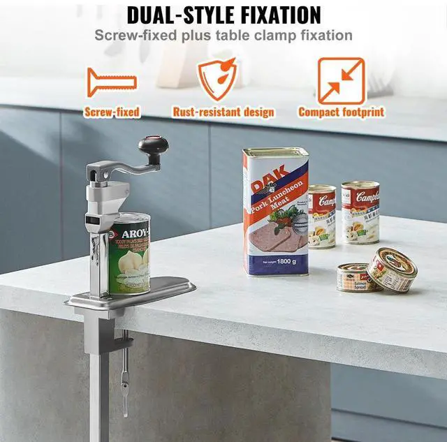 Alt view image 4 of 7 - VEVOR Manual Can Opener, Commercial Table Clamp Opener for Large Cans, Heavy Duty Can Opener with Base, Adjustable Height Industrial Jar Opener For Cans Up to 15.7" Tall, for Restaurant Hotel Home Bar