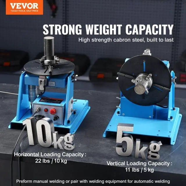 Alt view image 2 of 14 - VEVOR Rotary Welding Positioner 10KG, 0-90° Welding Positioning Turntable Table with 8.1 Inch 3-Jaw Lathe Chuck, 1-12 RPM 20W Portable Welder Positioning Machine for Cutting Grinding Assembly Testing