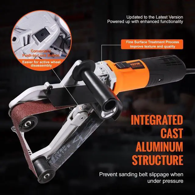 Alt view image 3 of 7 - VEVOR Pipe Tube Polisher Sander, 1000W Pipe Belt Sander with 6 Variable Speeds 1100-3200rpm, Professional Belt Sander Grinding Machine with 3PCS Sanding Belts for Burnishing Finishing Rust Removal