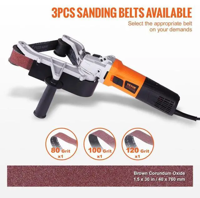 Alt view image 4 of 7 - VEVOR Pipe Tube Polisher Sander, 1000W Pipe Belt Sander with 6 Variable Speeds 1100-3200rpm, Professional Belt Sander Grinding Machine with 3PCS Sanding Belts for Burnishing Finishing Rust Removal