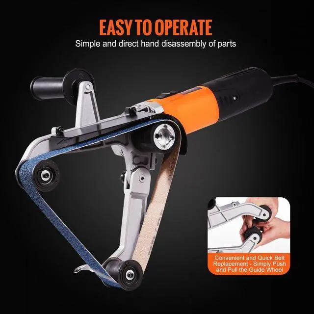 Alt view image 5 of 7 - VEVOR Pipe Tube Polisher Sander, 1000W Pipe Belt Sander with 6 Variable Speeds 1100-3200rpm, Professional Belt Sander Grinding Machine with 100PCS Sanding Belts for Burnishing Finishing Rust Removal