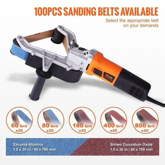 Alt view image 4 of 7 - VEVOR Pipe Tube Polisher Sander, 1000W Pipe Belt Sander with 6 Variable Speeds 1100-3200rpm, Professional Belt Sander Grinding Machine with 100PCS Sanding Belts for Burnishing Finishing Rust Removal