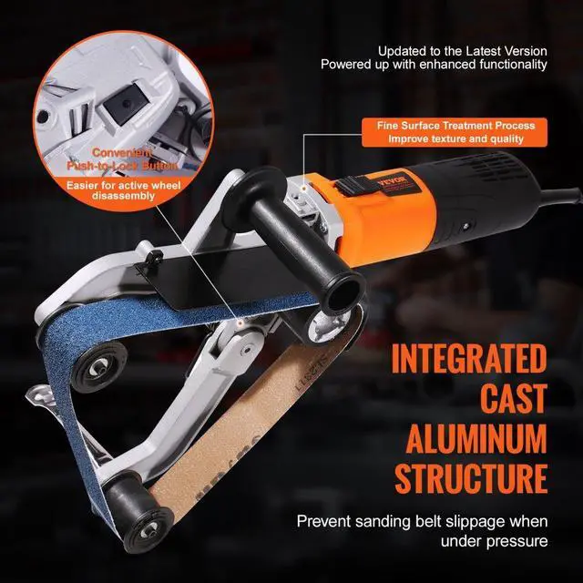 Alt view image 3 of 7 - VEVOR Pipe Tube Polisher Sander, 1000W Pipe Belt Sander with 6 Variable Speeds 1100-3200rpm, Professional Belt Sander Grinding Machine with 100PCS Sanding Belts for Burnishing Finishing Rust Removal
