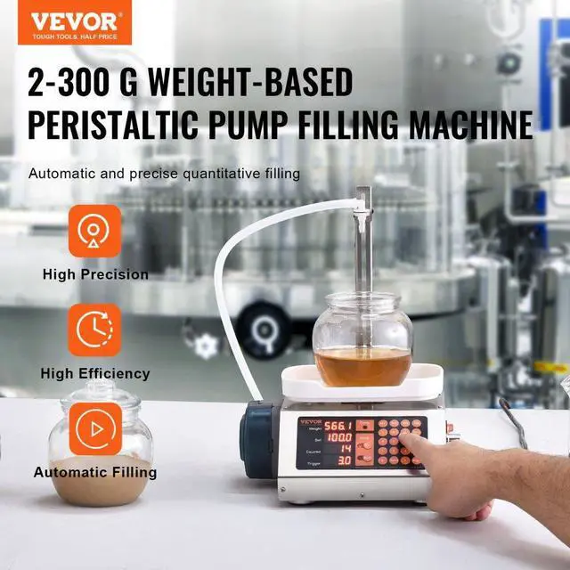 Alt view image 2 of 7 - VEVOR Liquid Filling Machine, 5-300 g Weighing Capacity, Automatic Bottle Filler Machine, Bottling Machine Peristaltic Pump Digital Control for Milk, Water, Wine, Beverage, Soy Sauce (Single Nozzle)