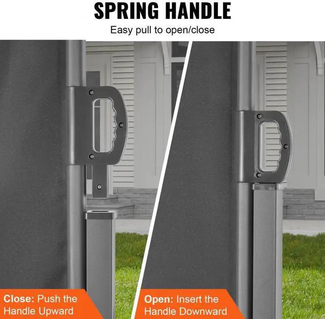 Alt view image 5 of 7 - VEVOR Retractable Side Awning, 79''x 236'' Outdoor Privacy Screen, 180g Polyester Water-proof Retractable Patio Screen, UV 30+ Room Divider Wind Screen for Patio, Backyard, Balcony, Gray