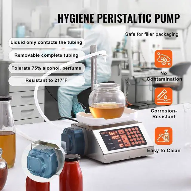 Alt view image 4 of 7 - VEVOR Liquid Filling Machine, 5-300 g Weighing Capacity, Automatic Bottle Filler Machine, Bottling Machine Peristaltic Pump Digital Control for Milk, Water, Wine, Beverage, Soy Sauce (Single Nozzle)