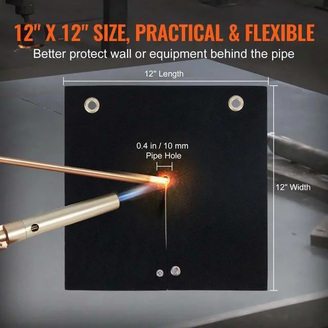 Alt view image 4 of 7 - VEVOR Welding Blanket, 12" x 12" Carbon Fiber Heat Shield Welding Mat, Up To 1800°F Heat Resistant, Flame Protector Pad Plumbing Hole Propane Torch, Soldering Pad with Metal Grommets for Copper Pipe