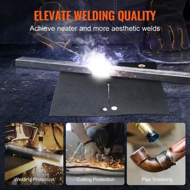 Alt view image 6 of 7 - VEVOR Welding Blanket, 12" x 12" Carbon Fiber Heat Shield Welding Mat, Up To 1800°F Heat Resistant, Flame Protector Pad Plumbing Hole Propane Torch, Soldering Pad with Metal Grommets for Copper Pipe