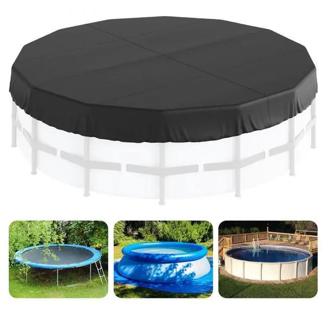 Main image of VEVOR 15 Ft Round Pool Cover, Solar Covers for Above Ground Pools, Safety Pool Cover with Drawstring Design, 420D Oxford Fabric Summer Pool Cover, Waterproof and Dustproof, Black
