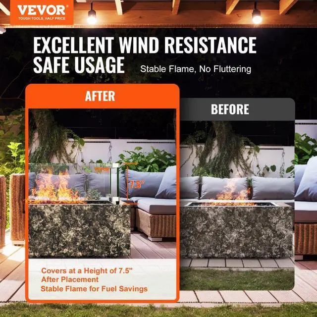 Alt view image 2 of 7 - VEVOR Gas Fire Pit Wind Guard for Square Fire Table, 19 x 19 x 7.5 inch Clear Tempered Wind Guard for Firepits, 0.31 inch Thick Square Glass Shield, Glass Panel with Hard Corner Bracket & Feet