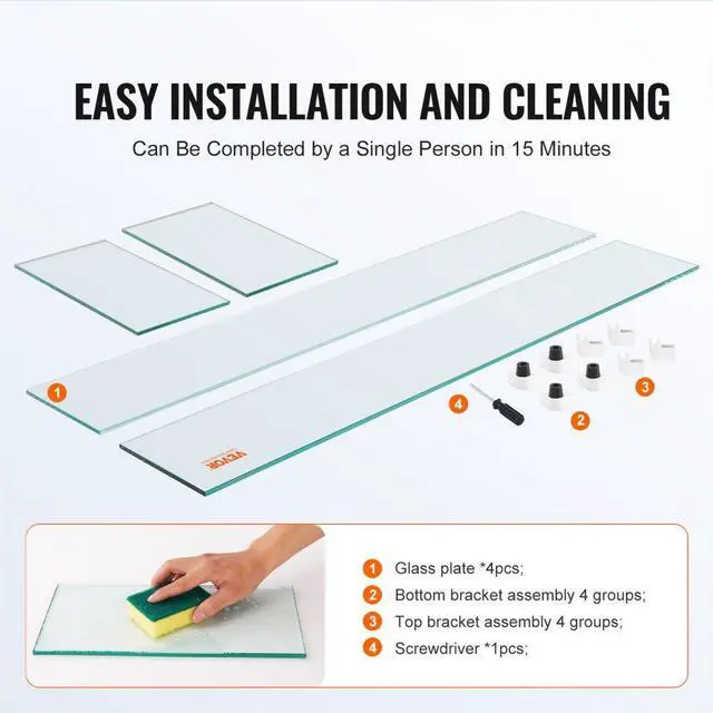 Alt view image 4 of 7 - VEVOR Glass Wind Guard for Rectangular Fire Pit Table 31 x 12.5 x 6.5 Inch, 0.31 inch Thick and Sturdy Tempered Glass Panel with Hard Aluminum Corner Bracket & Rubber Feet, Easy to Assemble