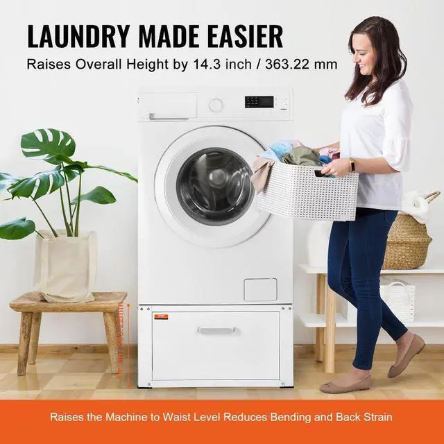 Alt view image 6 of 8 - Vevor Laundry Pedestal 27" Wide 14.4" Height, Washer And Dryer Base Stand Platform Universal Fit 660Lbs Capacity, Heavy Duty Multi-Functional Base For Washing Machine With Drawer & Rich Accessories