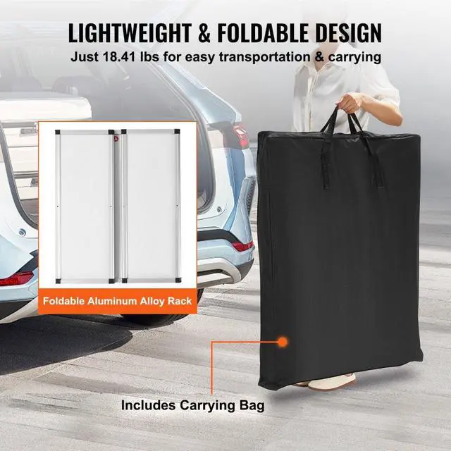 Alt view image 6 of 14 - VEVOR Promotion Counter Table, Portable Tradeshow Podium Table, 30.91" x 14.96" x 71.46", Display Exhibition Counter Stand Booth Fair with Wall, Pop Up Podium with Storage Rack/Carrying Bag