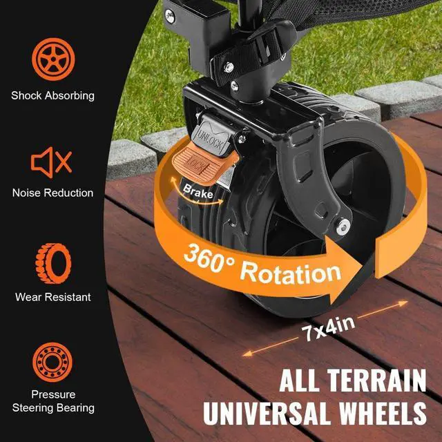 Alt view image 4 of 7 - VEVOR Foldable Double Decker Wagon, 400L Collapsible Wagon Cart with All-Terrain Wheels, Heavy Duty Folding Wagon Cart 350 lbs Weight Capacity for Camping, Shopping, Garden, 52" Extra Long Extender