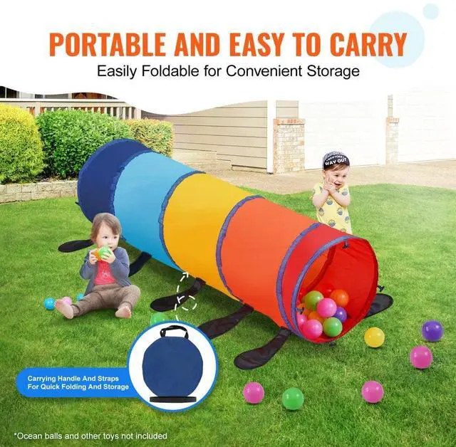Alt view image 5 of 14 - VEVOR Kids Play Tunnel Tent for Toddlers, Colorful Pop Up Caterpillar Crawl Tunnel Toy for Baby or Pet, Collapsible Gift for Boy and Girl Play Tunnel Indoor and Outdoor Game, Multicolor