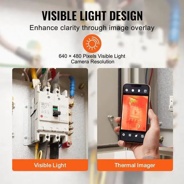 Alt view image 5 of 7 - VEVOR Thermal Imaging Camera for Android & IOS, 256 x 192 IR High Resolution, Wireless Infrared Thermal Imager with WiFi & Visual Camera, 25Hz Refresh Rate Thermal Camera for Smartphone, -4°F-1022°F