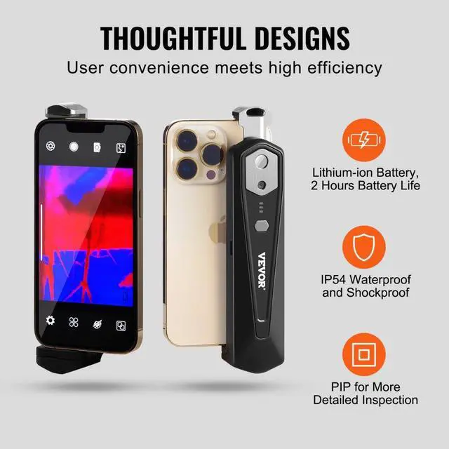 Alt view image 6 of 7 - VEVOR Thermal Imaging Camera for Android & IOS, 256 x 192 IR High Resolution, Wireless Infrared Thermal Imager with WiFi & Visual Camera, 25Hz Refresh Rate Thermal Camera for Smartphone, -4°F-1022°F