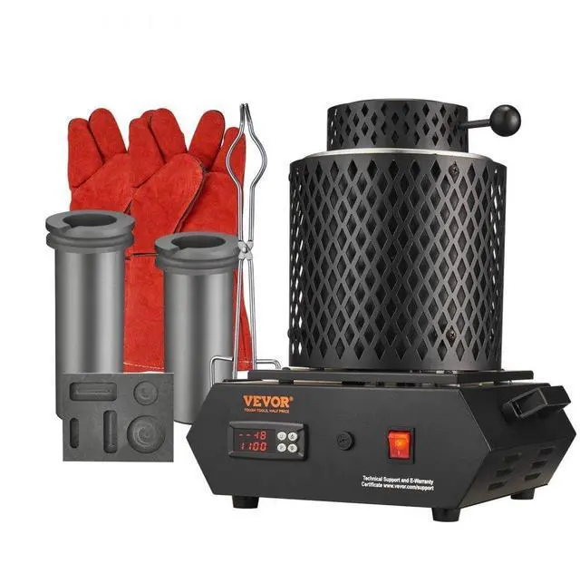 Main image of VEVOR 1350W Gold Melting Furnace, Electric Digital Smelting Furnace, 2102/1150 Electric Melting Furnace with 1kg and 3 kg Graphite Crucibles for Melting Gold, Silver, Aluminum, Copper