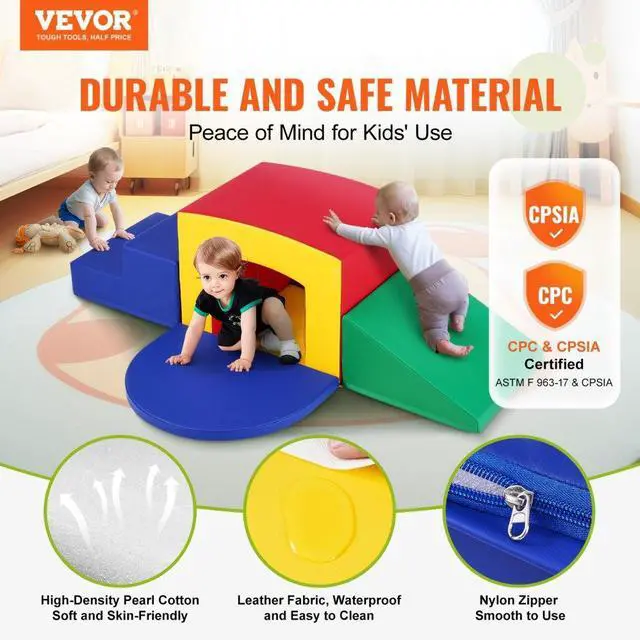 Alt view image 2 of 7 - VEVOR Toddler Climbing Toys Indoor, 5 Piece Climb, Crawl and Tunnel Soft Play Equipment, Foam Climbing Toys, Kids Tunnel Maze with Stairs and Ramp,Indoor for Preschoolers Easy to Clean (Assorted)
