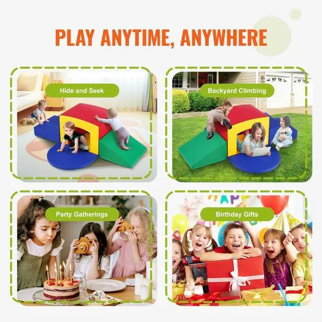 Alt view image 6 of 7 - VEVOR Toddler Climbing Toys Indoor, 5 Piece Climb, Crawl and Tunnel Soft Play Equipment, Foam Climbing Toys, Kids Tunnel Maze with Stairs and Ramp,Indoor for Preschoolers Easy to Clean (Assorted)