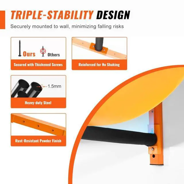 Alt view image 4 of 7 - VEVOR Wall Kayak Storage Rack, 4-Capacity Wall Mounted Kayak Holders for Kayak Canoe Paddle Board, Kayak Storage Hooks with Adjustable Padded Arms, 400 LBS Load Kayak Hanger for Indoor Outdoor Garage