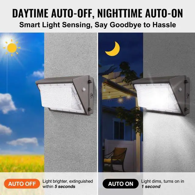 Alt view image 4 of 7 - VEVOR 4PCs LED Wall Pack Lights, 100W 10800LM, 5000K Commercial Outdoor Lights Security Lighting Fixture, with Intelligent Light Sensing 180 LED beads Energy Saving for Garages Yards, IP65 Waterproof