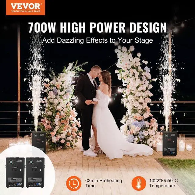 Alt view image 2 of 7 - VEVOR  Cold Spark Firework Machinex2 700W 6.6-16.4ft Stage DJ Wedding Event Party