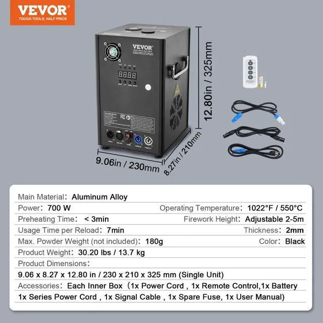 Alt view image 7 of 7 - VEVOR  Cold Spark Firework Machinex2 700W 6.6-16.4ft Stage DJ Wedding Event Party