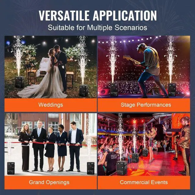 Alt view image 6 of 7 - VEVOR  Cold Spark Firework Machinex2 700W 6.6-16.4ft Stage DJ Wedding Event Party