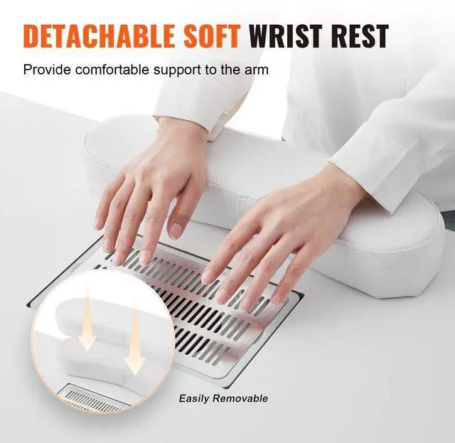 Alt view image 6 of 14 - VEVOR Manicure Table, Nail Table Station with Electric Dust Collector, Moveable Nail Tech Desk with 8 Wheels (4 Lockable), 3 Dust Bag & Wrist Rest, MDF Nail Art Workstation for Spa Beauty Salon, White