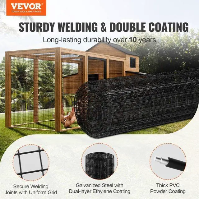 Alt view image 2 of 14 - VEVOR Hardware Cloth, 48'' x 50' Galvanized Wire Mesh Roll, 16 Gauge Chicken Wire Fence Roll, Vinyl Coating Metal Wire Mesh for Chicken Coop Barrier, Rabbit Snake Fences, Poultry Enclosures