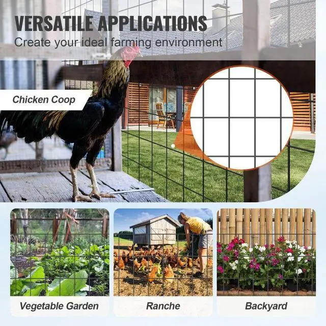 Alt view image 4 of 14 - VEVOR Hardware Cloth, 48'' x 50' Galvanized Wire Mesh Roll, 16 Gauge Chicken Wire Fence Roll, Vinyl Coating Metal Wire Mesh for Chicken Coop Barrier, Rabbit Snake Fences, Poultry Enclosures