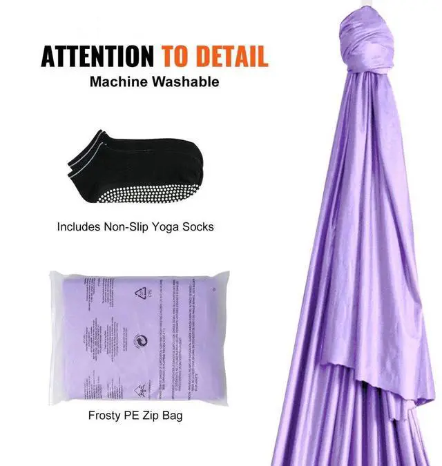 Alt view image 6 of 7 - VEVOR Aerial Yoga Hammock & Swing, 4.4 Yards, Yoga Starter Kit with 100gsm Nylon Fabric, Full Rigging Hardware and Easy Set-up Guide, Antigravity Flying for All Levels Fitness Bodybuilding, Purple