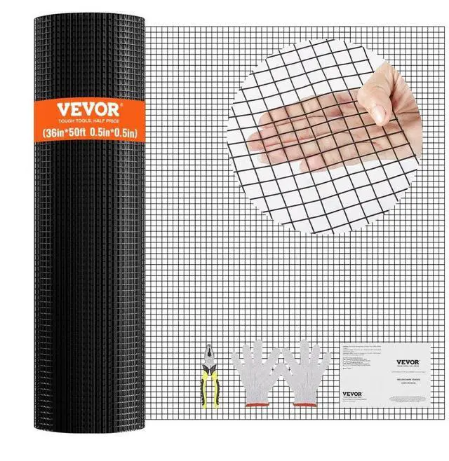 Main image of VEVOR Hardware Cloth, 36'' x 50' Galvanized Wire Mesh Roll, 19 Gauge Chicken Wire Fence Roll, Vinyl Coating Metal Wire Mesh for Chicken Coop Barrier, Rabbit Snake Fences, Poultry Enclosures