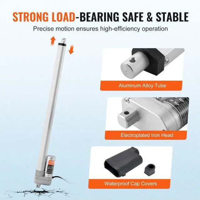 Alt view image 5 of 7 - VEVOR Linear Actuator 12V, 20 Inch Waterproof IP65 Linear Actuator, 660lbs/3000N 0.19"/s Linear Motion Actuator with Mounting Bracket