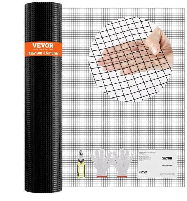Main image of VEVOR Hardware Cloth, 48'' x 50' Galvanized Wire Mesh Roll, 19 Gauge Chicken Wire Fence Roll, Vinyl Coating Metal Wire Mesh for Chicken Coop Barrier, Rabbit Snake Fences, Poultry Enclosures
