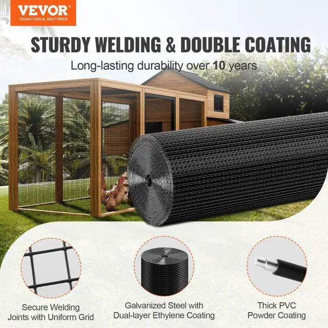 Alt view image 2 of 7 - VEVOR Hardware Cloth, 48'' x 50' Galvanized Wire Mesh Roll, 19 Gauge Chicken Wire Fence Roll, Vinyl Coating Metal Wire Mesh for Chicken Coop Barrier, Rabbit Snake Fences, Poultry Enclosures