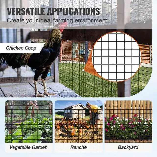 Alt view image 4 of 7 - VEVOR Hardware Cloth, 48'' x 50' Galvanized Wire Mesh Roll, 19 Gauge Chicken Wire Fence Roll, Vinyl Coating Metal Wire Mesh for Chicken Coop Barrier, Rabbit Snake Fences, Poultry Enclosures