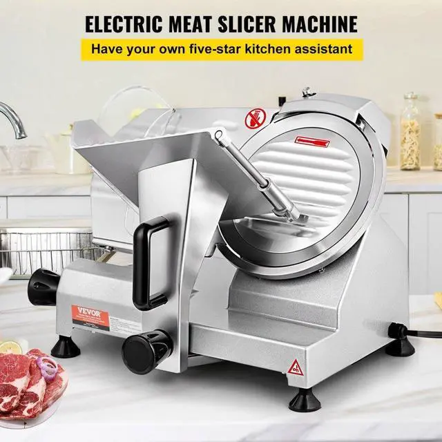 Alt view image 2 of 7 - VEVOR Commercial Meat Slicer, 200W Electric Deli Food Slicer, 350-400RPM Meat Slicer with 8" Carbon Steel Blade, 0 - 0.47 inch Adjustable Thickness Electric Meat Slicer for Home and Commercial Use