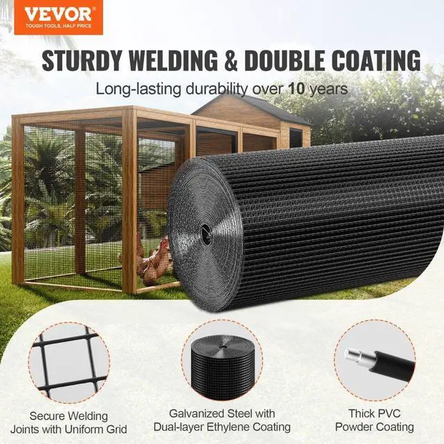 Alt view image 2 of 14 - VEVOR Hardware Cloth, 36'' x 100' Galvanized Wire Mesh Roll, 19 Gauge Chicken Wire Fence Roll, Vinyl Coating Metal Wire Mesh for Chicken Coop Barrier, Rabbit Snake Fences, Poultry Enclosures