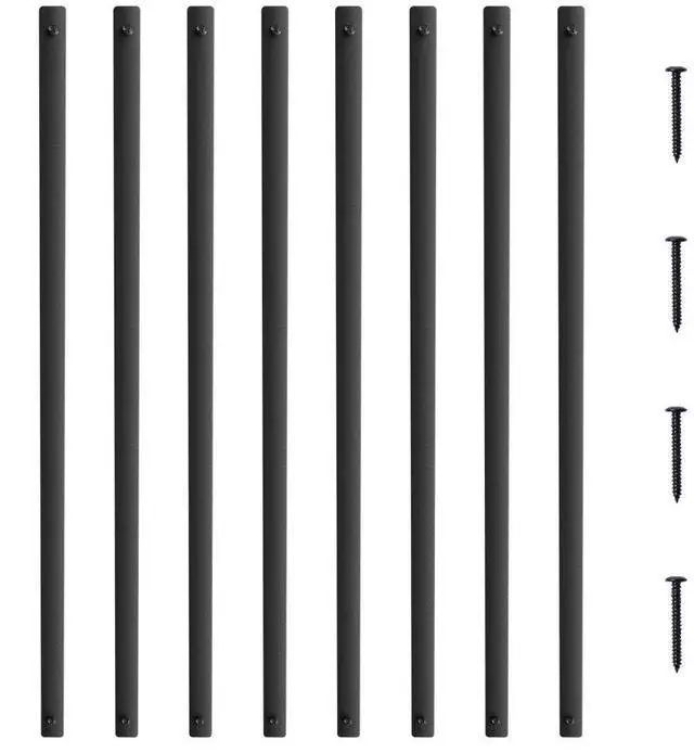 Main image of VEVOR Staircase Metal Balusters, 38'' x 1'' Flat Aluminum Alloy Decorative Banister Spindles, 72 Pack Deck Baluster with Screws, Classic Hollow Deck Railing Satin Black Powder Coated for Porch